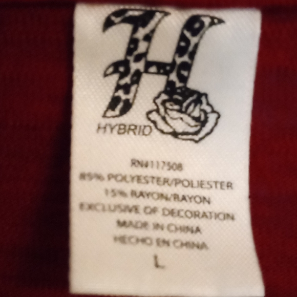 Hybrid Brand Size L Red with Gold Sparkly Accents Drape front Blouse - Picture 6 of 6